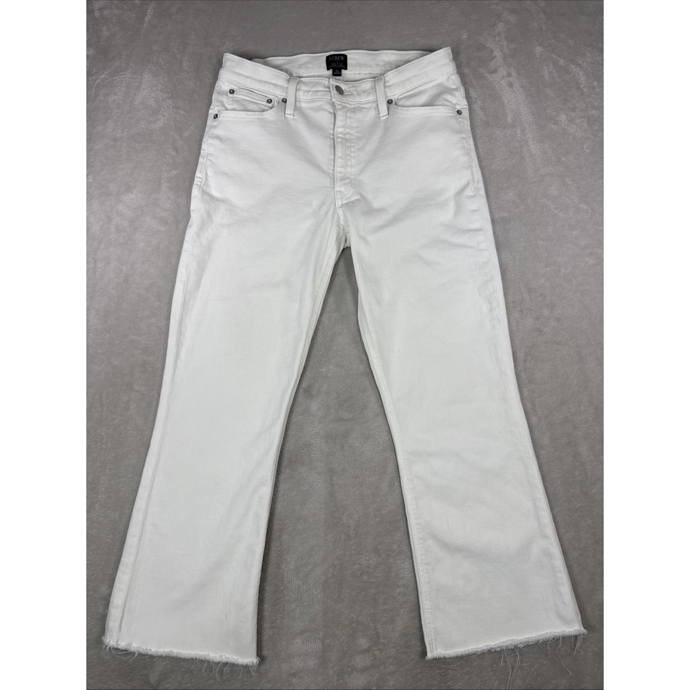 J.Crew Women Classic Preppy Modern Mid Rise Flare Crop Stretch Raw Hem Jean 30